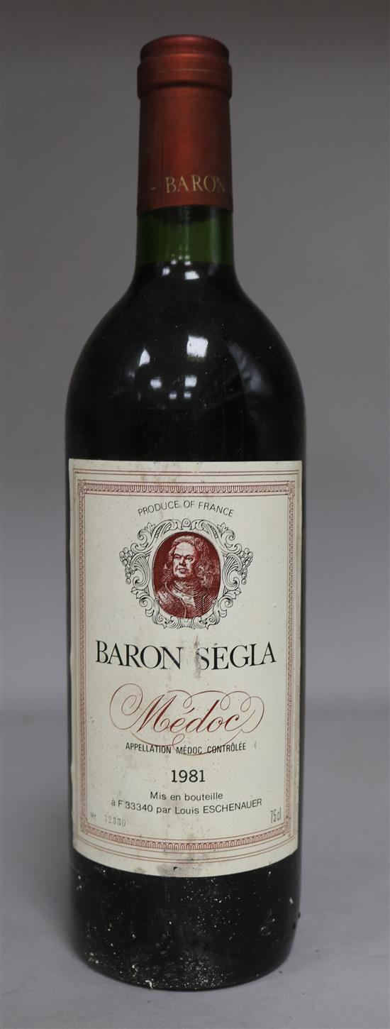 Five bottles of Baron Segla, Medoc, 1981.